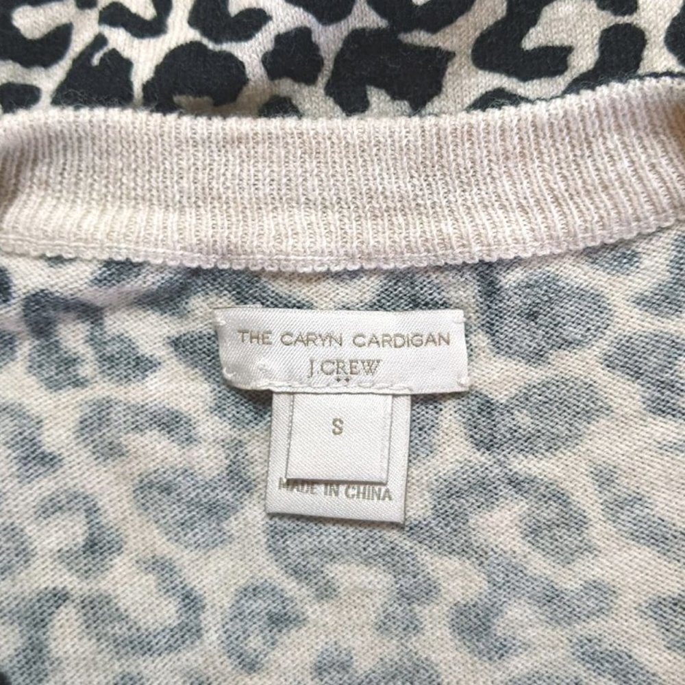 J. Crew | 'Caryn' Animal Printed Cotton Cardigan - Picture 7 of 9